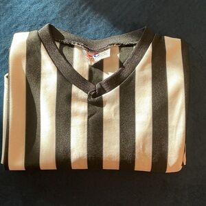 Men's Black and White Striped Referee Shirt